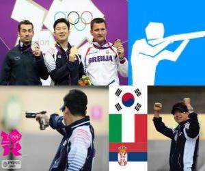 yapboz Podyum Atıcılık, Erkekler 10 m air pistol, Jin Jingoh (Güney Kore), Luca Tesconi (İtalya) ve Andrija Zlatić (Sırbistan)